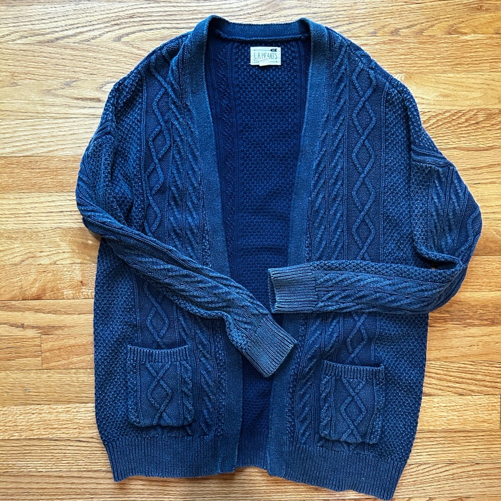 Navy Blue Cable Knit Cardigan